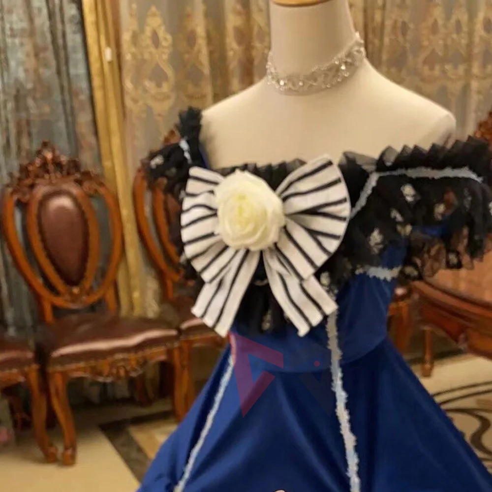 Anime Black Butler Brina Palencia Cosplay Costume Pink Blue Lolita Dress Flowers Hat Custom Made