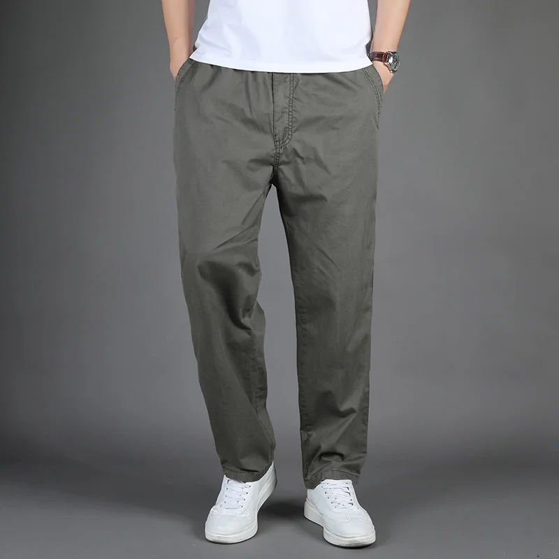 Men Casual Pants 2021 New Plus Fat Big Cargo Pants Thin Loose Extra Large Size Elastic Waist Fat Guy Pants Men Size Plus 6XL