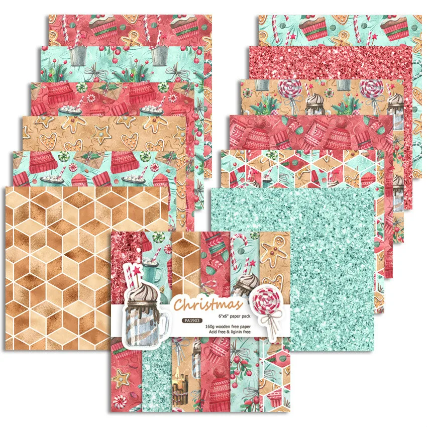 KSCRAFT 12 Sheets Christmas Scrapbooking Pads Paper Origami Art Background Paper Card Making DIY Scrapbook Paper Craft