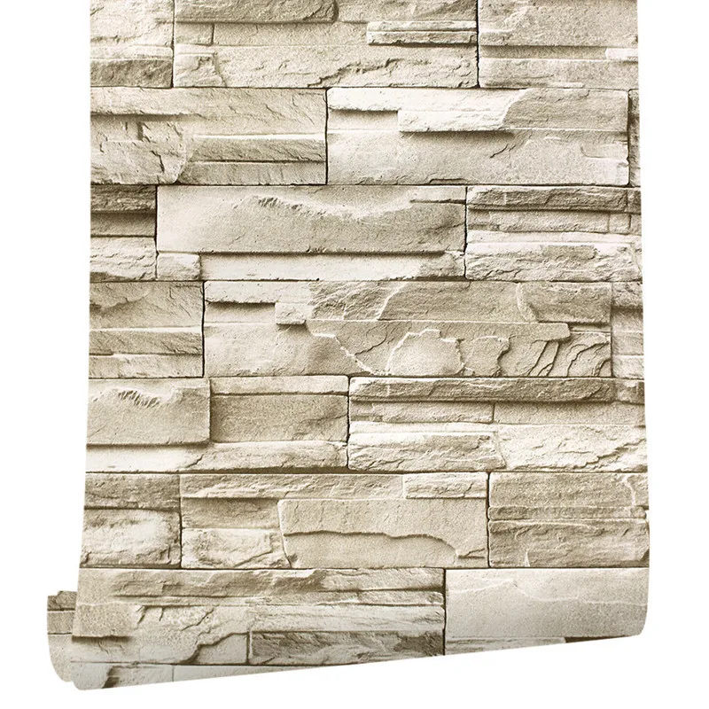 3D Brick Pattern Rock Sticker Waterproof PVC Wallpaper Bar Restaurant Background Wall Paper Wallpaper