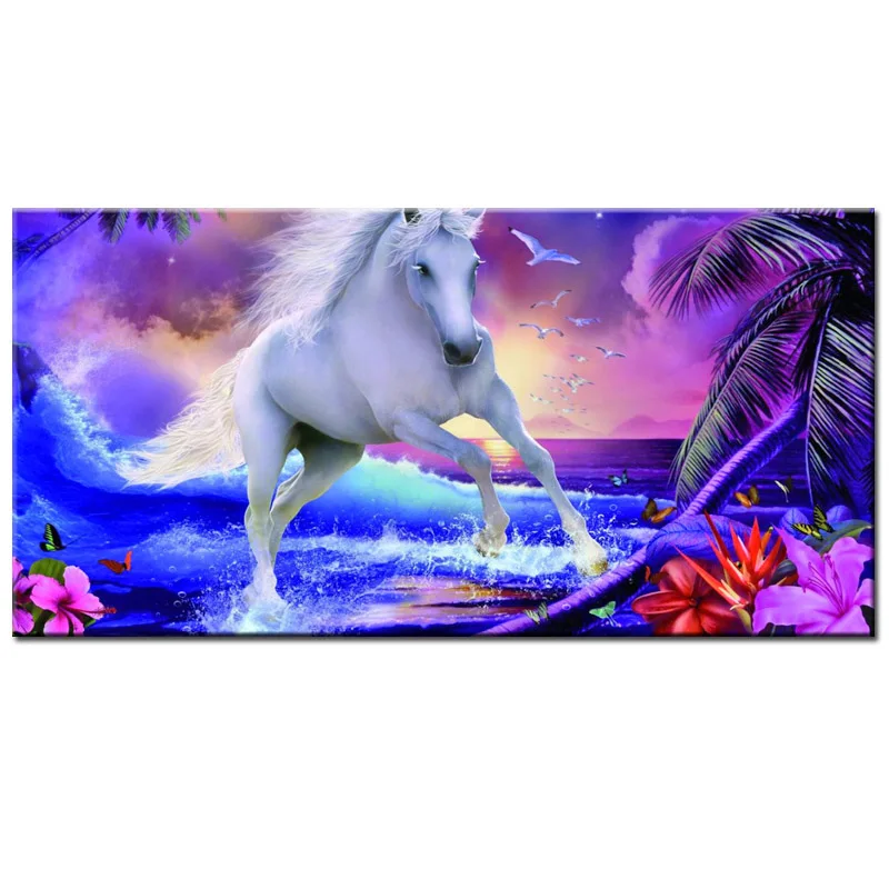 Full Square diy diamond painting unicorn beach Sunset Diamond Embroidery animal seaside scenery Rhinestone Picture mosaicZP-3700