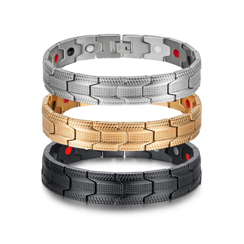 Black Magnetic Bracelet Male 13mm Wristband Magnetic Luxury Stainless Steel Bracelet Homme Health Energy Steel Magnetic Bracelet