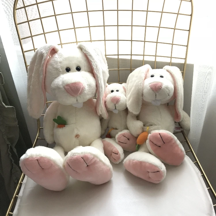 High quality 25cm Geramny rabbit doll carrot Carrot long ear bucktooth little white rabbit plush toy  birthday gift 1cs/lot