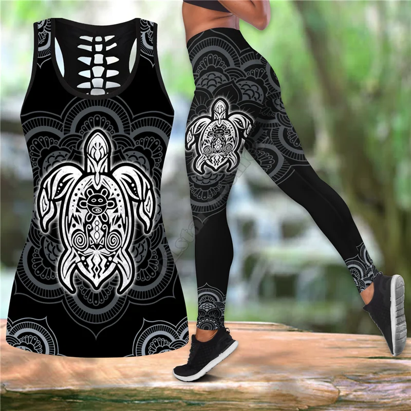 

Puerto Rico Combo Outfit Leggings and Hollow out Tank Top Suit Yoga Fitness Soft Legging Summer Women For Girl