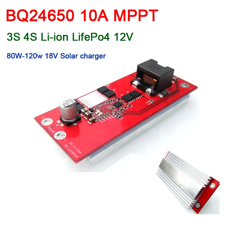 BQ24650 10A MPPTตัวควบคุมพลังงานแสงอาทิตย์12V 3S 4S Li-Ion LifePo4 18650แบตเตอรี่ลิเธียมแบตเตอรี่80W-120V 18V Solar Charger