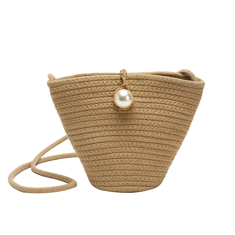 Multi-styles Straw Bags Handmade Woven  Pearl Dumpling Bag Straddling Shell Grass Woven Bag cotton woven Beach Bag Mini Bag