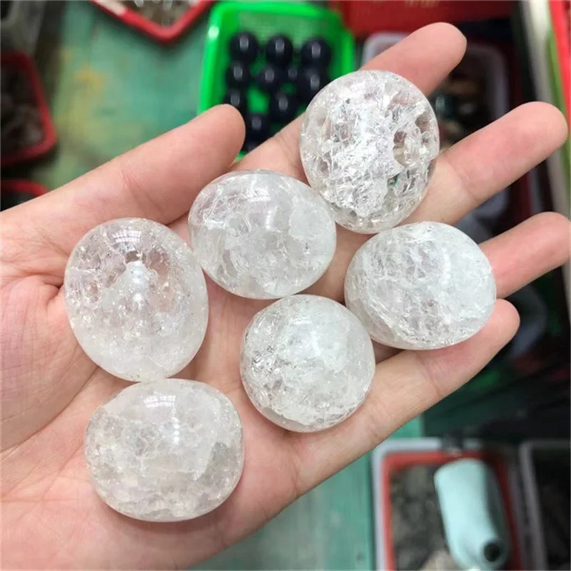 

Wholesale polishing crystals healing stones crack clear quartz tumbled stone for christmas decoration gifts