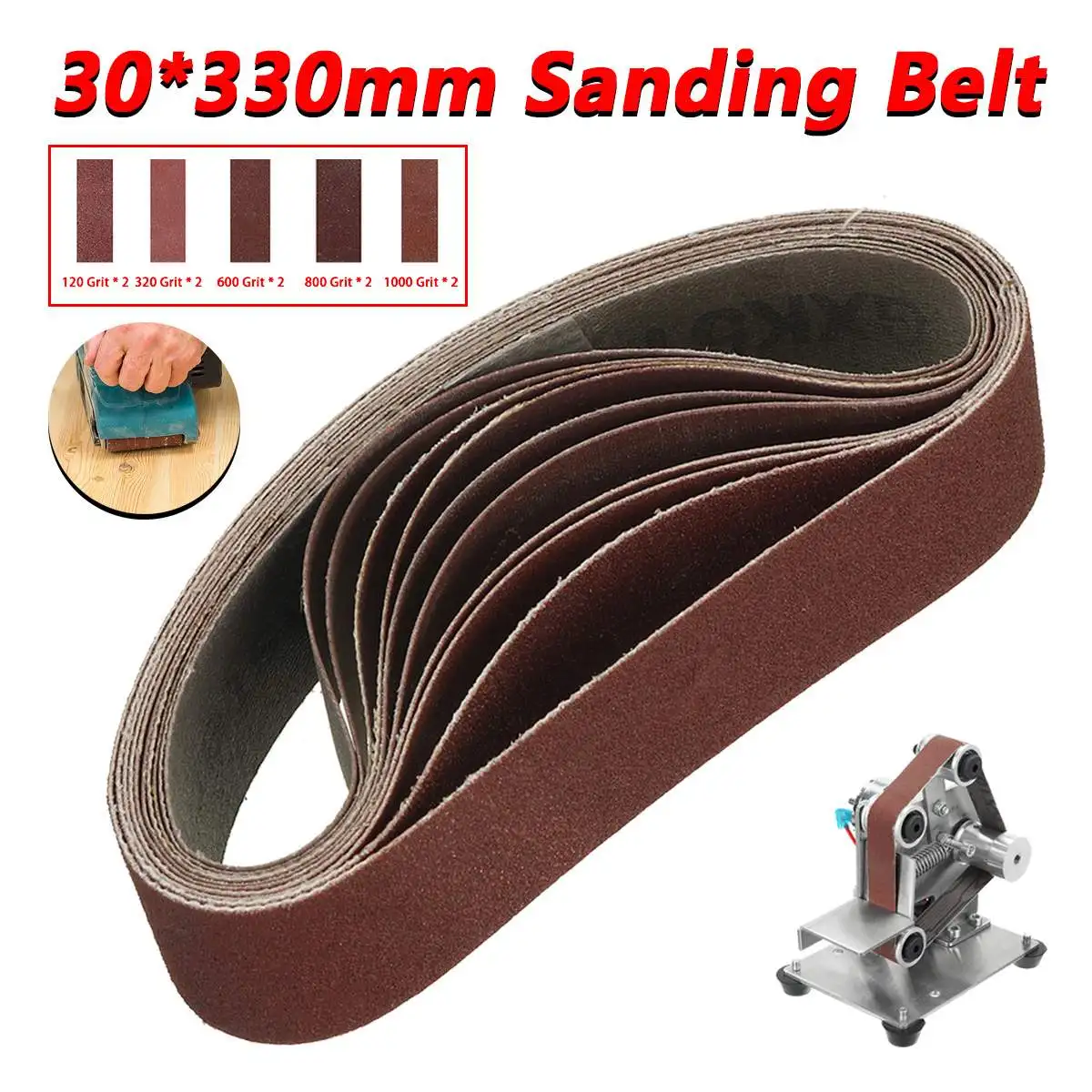 

10PCS 330*30mm Sanding Belts 120-1000 Grits Sandpaper Abrasive Bands For Belt Sander Abrasive Tool Wood Soft Metal Polishing