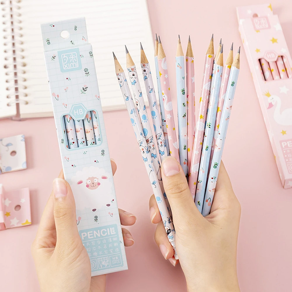 12 Boxes Cute Kawaii Cartoon Animal Pencil HB Sketch Items Drawing Stationery Student Pencils School Office Supplies