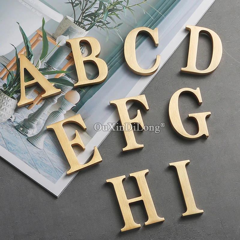 

1Piece Pure Brass Self-adhesive House Number Address Letter A~Z Door Plaque Signs Home Hotel Apartment Dormitory House Signs