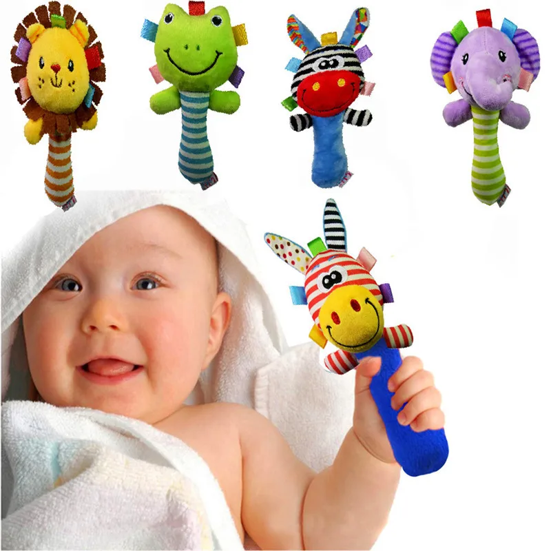 Cartoon Animal Baby Plush Rattle Baby Toys 0-12 Months Infant Toddler Hand Bell Toy Newborn Early Educational Mobile Toys Gifts