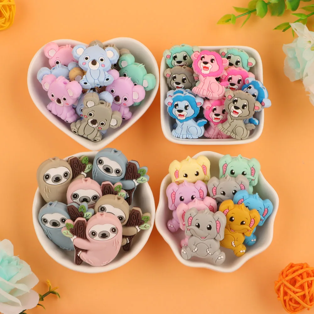 Kovict Animal Silicone Beads For Jewelry Making 5/10pcs Alpacas Elephant Koala Cow Food Grade Pendants DIY Jewelry Accessories