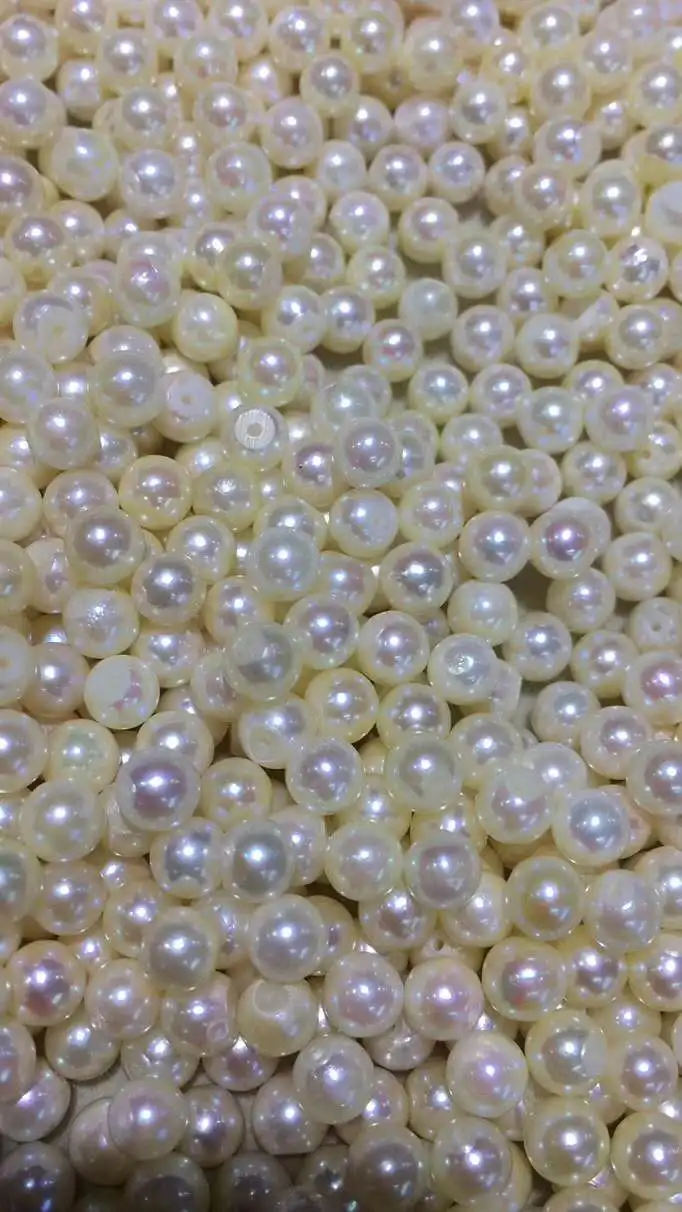 5-5.5mm Natural Color/Gold Color Akoya Beads Pearl Drilled Half Hole For Rings Jewelry Findings 20Pieces/Lot