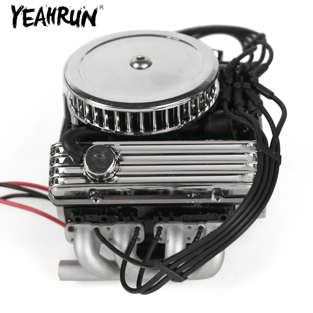 YEAHRUN-ventilador de refrigeración clásico V8 F82, radiador de Motor eléctrico simulado para TRX-4 SCX10 D90 1/10 RC Crawler, pieza de actualización de coche