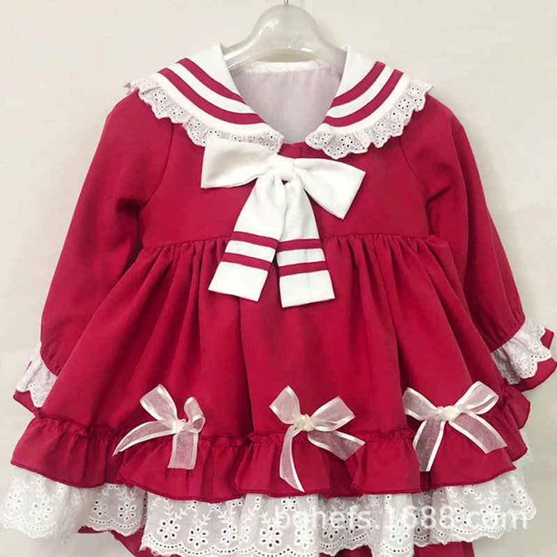 

New Fashion Children's long sleeve dress girl baby cotton Lolita style casual cake Dress