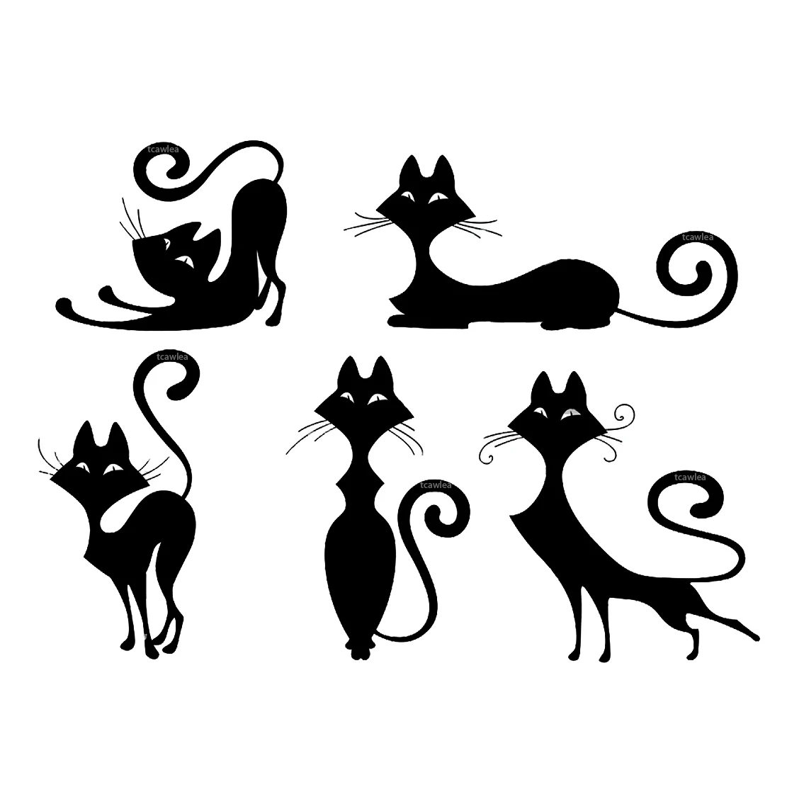 5Pcs Black Cat Metal Cutting Dies New Pet Animal Set Stencil For DIY Scrapbooking Card Craft Decor