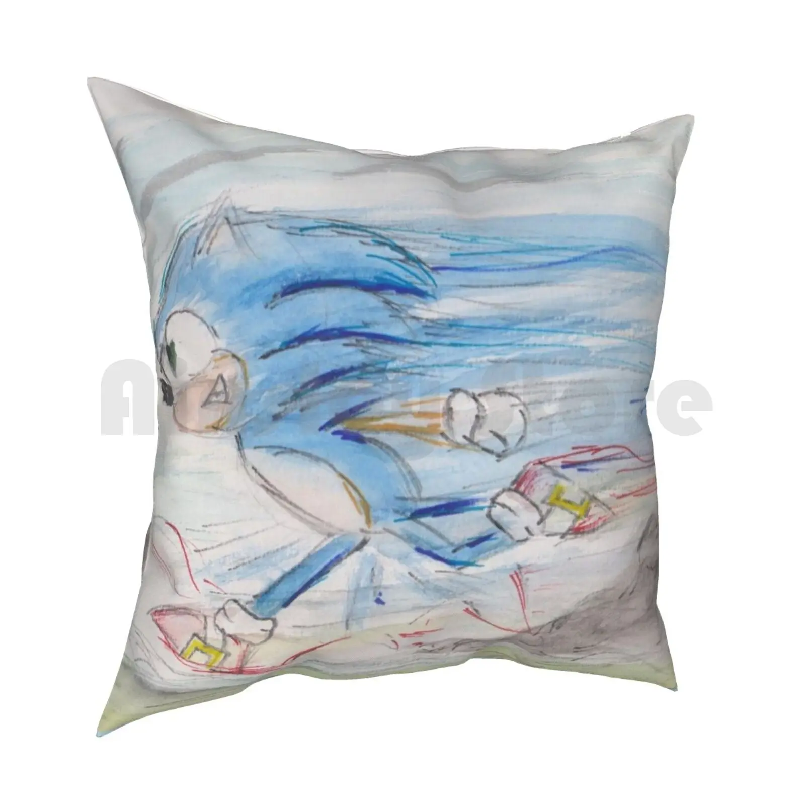 On The Run Pillow Case Printed Home Soft Throw Pillow Hedgehog Video Games Characters Fast Running Motion Cartoon Artist