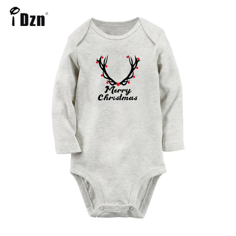 Reindeer Merry Christmas Mom + Dad = Me Newborn Baby Bodysuit Toddler Long Sleeve Onesies Jumpsuit Clothes Christmas Gift