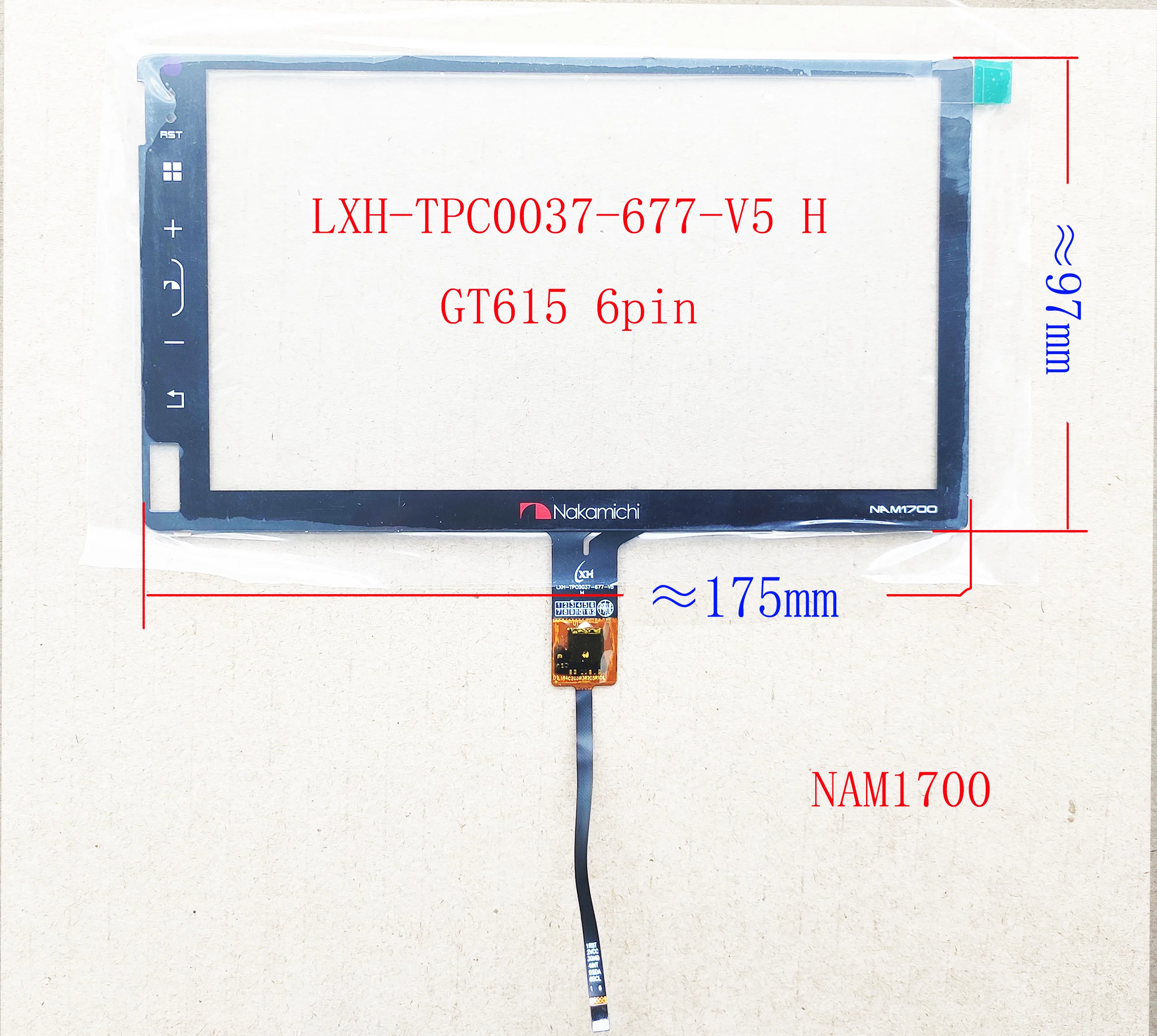 

6.95 7 Inch Car Radio MP5 Touch Screen Sensor Digitizer Panel Glass GT911/GT615 6pin 175*197mm LXH-TPC0037-677 V5 H NAM1700