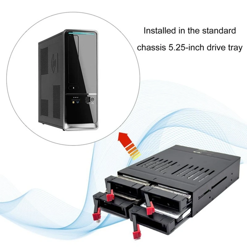 Oimaster He-2006 4 Slots Sata Internal Rack 2.5 Inch Hard Drive Case Internal Mobile Rack With Led Indicator Built-In Fan