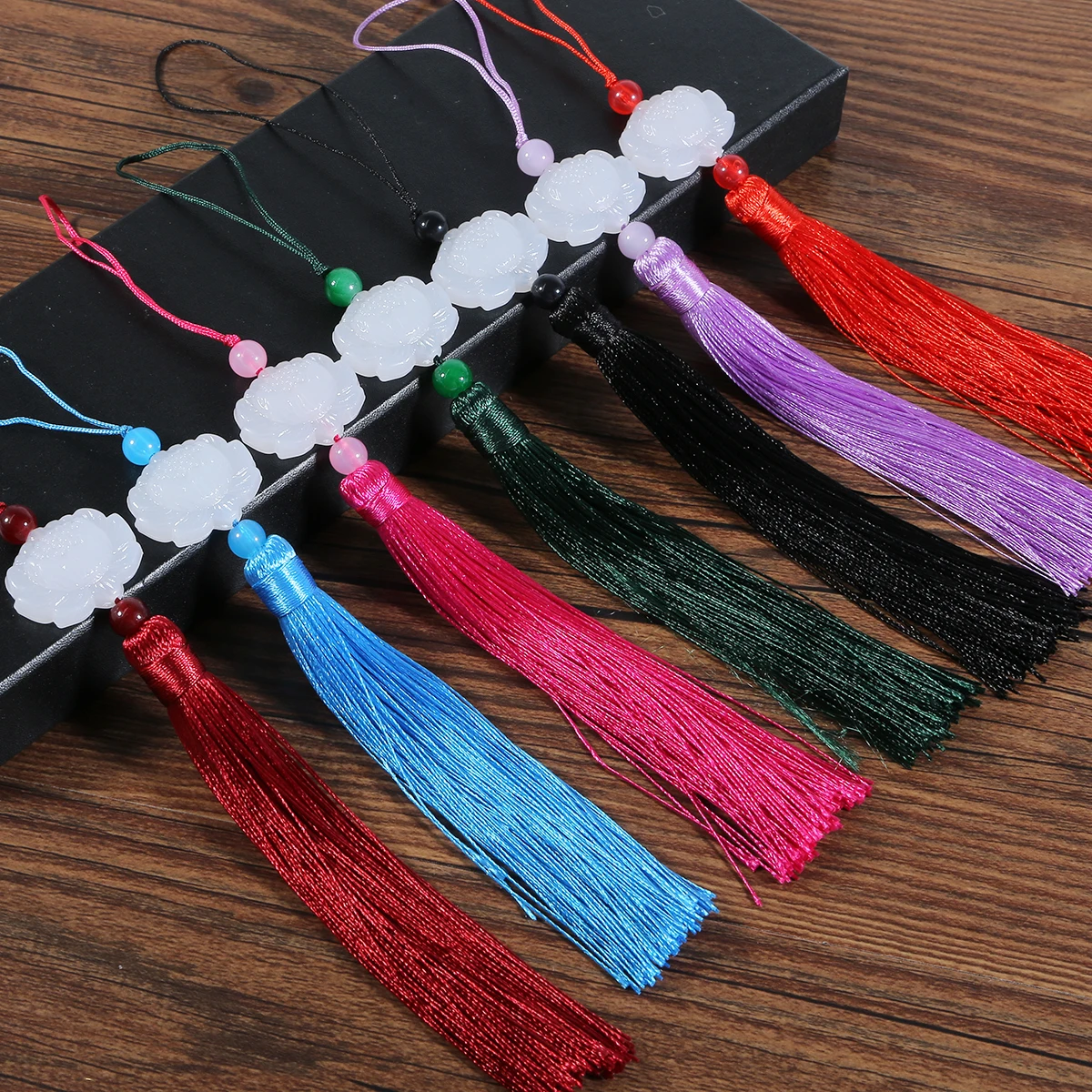 Colgante de flor de loto de estilo chino, borla de seda de algodón colorida para manualidades DIY, accesorios de joyería para decoración, 1 ud.