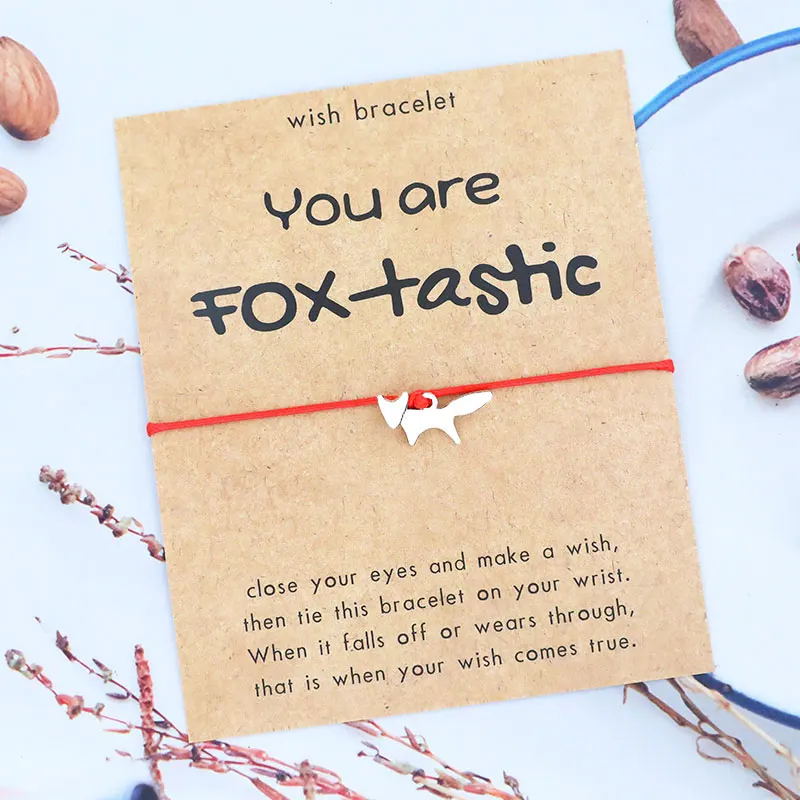 Fox Wish Bracelet Fox Friendship Bracelet Funny Fox Wish Card Wish Bracelet Fox Jewelry Women Men Lover Gift Handmade Fashion