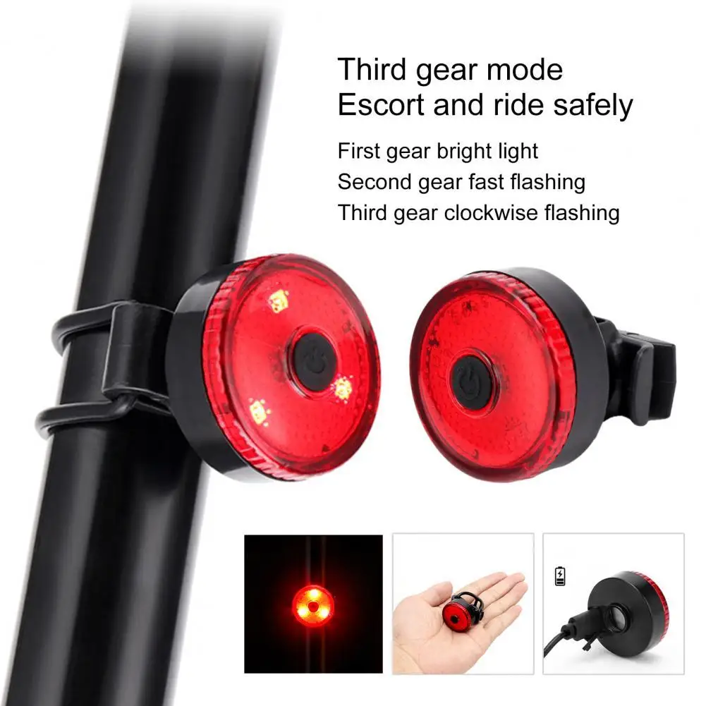 USB Rechargeable Bike Light Slippage Prevent Safety Warning Light Rear Bike Light Bicycle Tail Light with Strap for Outdoor