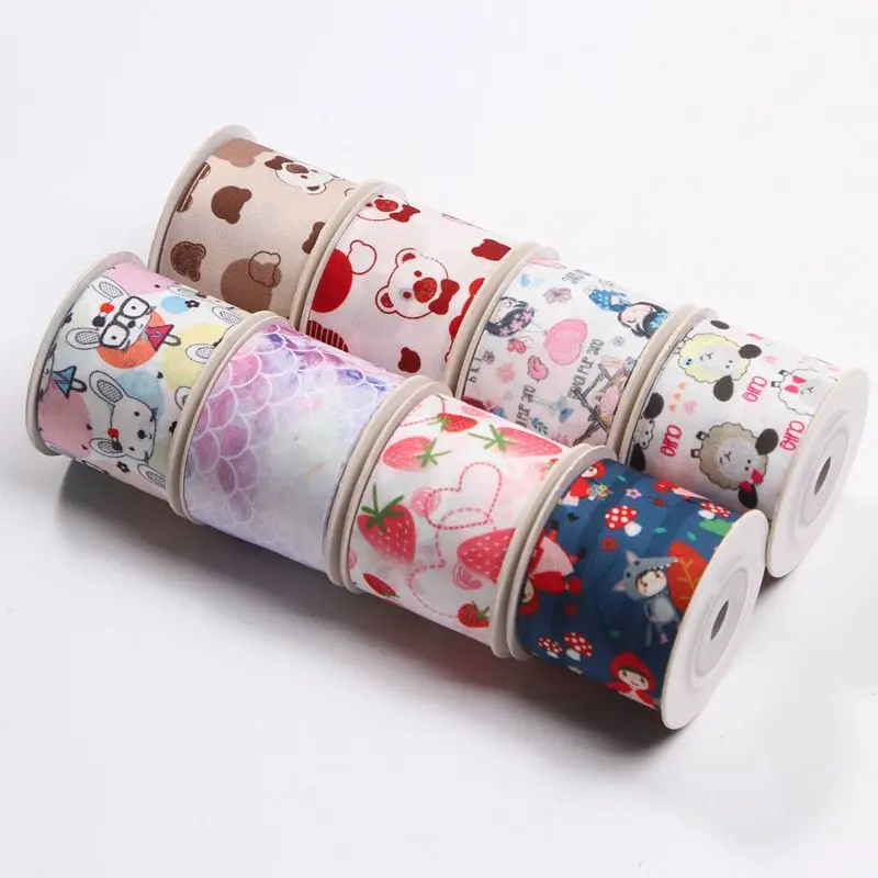 Bear Sheep Double-sided Ribbon DIY Bow Children's Hair Ribbon Strawberry Little Girl Christmas Ribbon