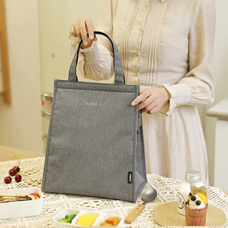 Large Capacity Lunch Bags Insulated Thermal Liner Handle Lunchbox Bag Outdoor Foldable Fashion Eco-friendly Reusable Food School