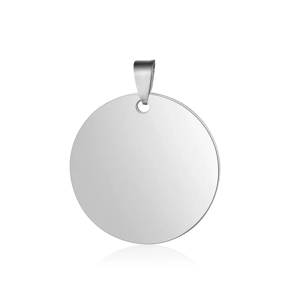 3pcs/lot 316 Stainless Steel Mirror Polished Round Disc Engraving Blank Pendant Wholesale OEM Engraved Pendants