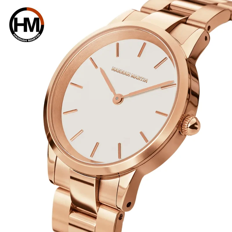 Montre élégante en or Rose pour femmes, bracelet en acier inoxydable, Quartz, étanche, cadran rond, tendance