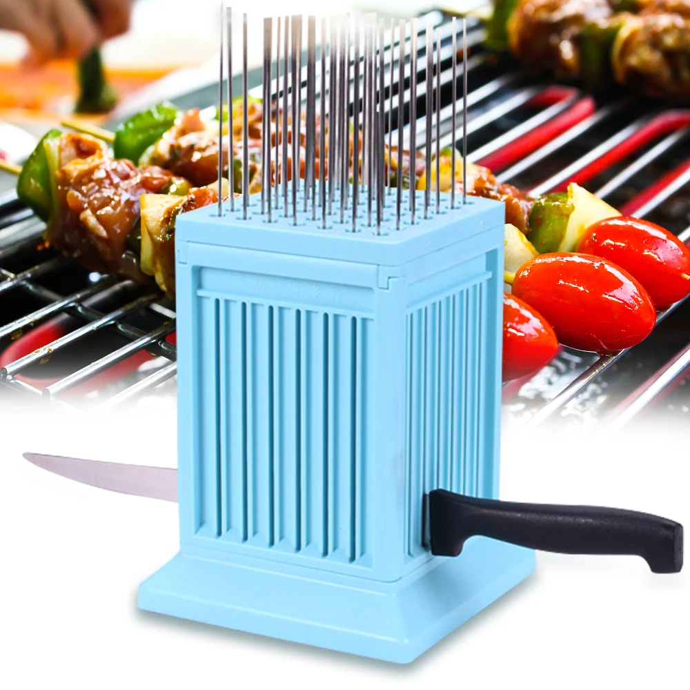 49 Holes Barbecue Stringer Box Machine Skewer Tools Kebab Maker Beef Pork Meat Barbecue Accessories Vegetables