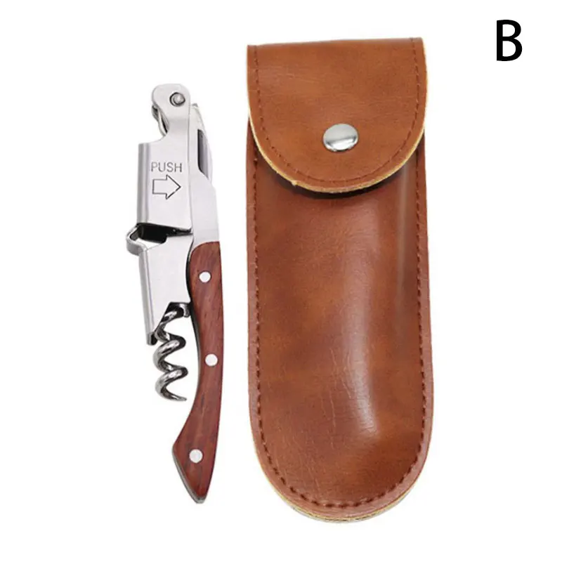 1PCS Waiter\'s Wine Knife Corkscrews Stainless Steel Corkscrew Wine Key Beer Bottle Opener Foil Cutter Wood Handle Openers