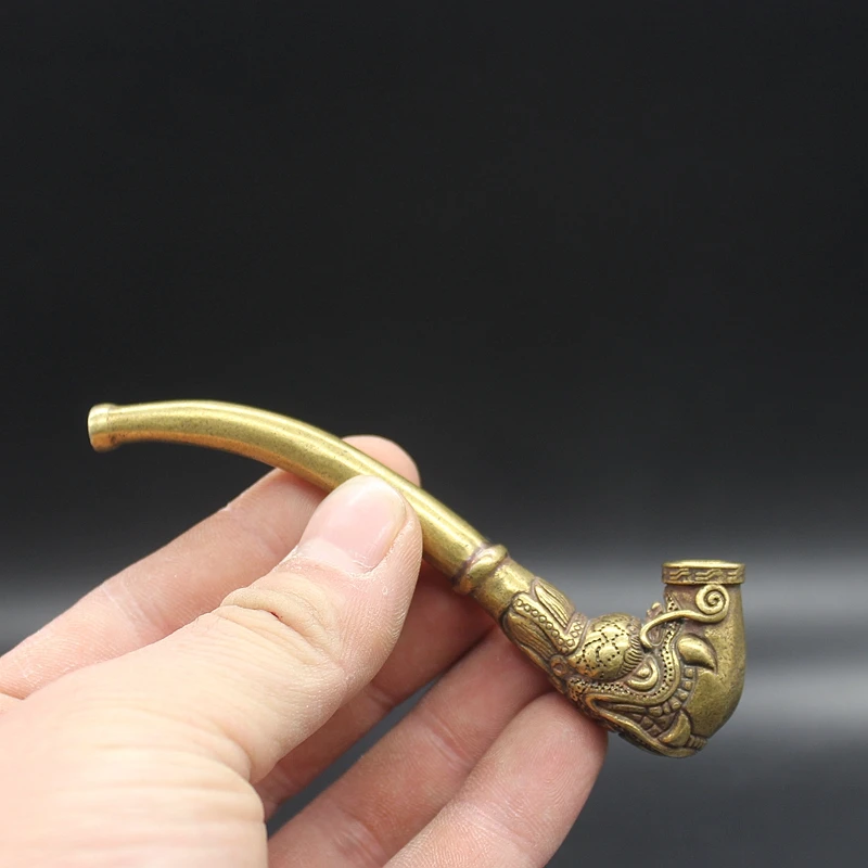 Chinese Copper Dragon Head Old-Fashioned Tobacco Pot/Pipe