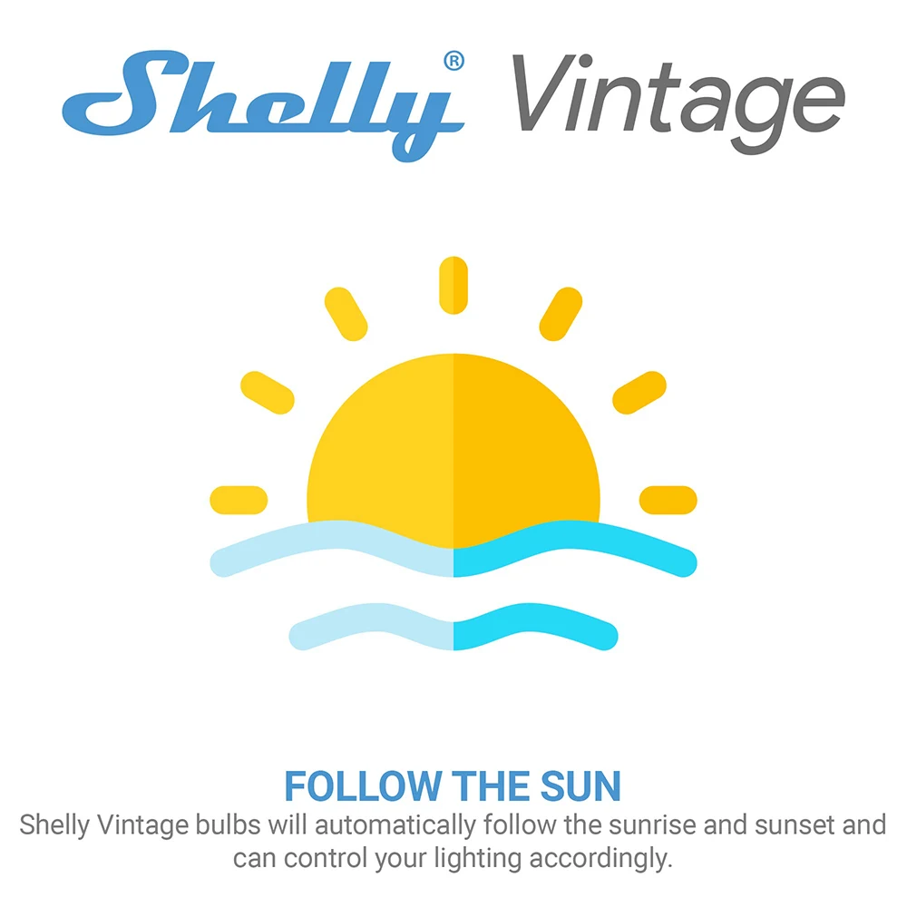 Shelly Vintage G125 2700K Smart Bulb Control RGB Smart Light Bulb Dimmable E27 WiFi LED Magic Lamp AC 220~240V Work with
