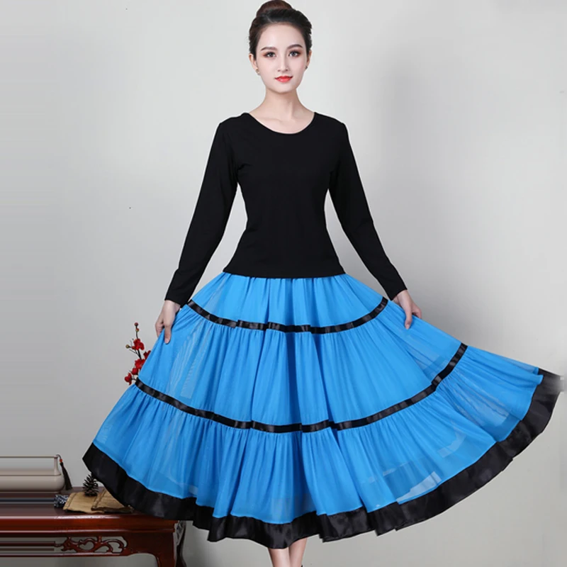 Flamenco Skirt Women Stage Costume Spanish Bullfight Outfit Swing Skirt Party Gypsy Clothes Ballroom Dance Wear DL7411