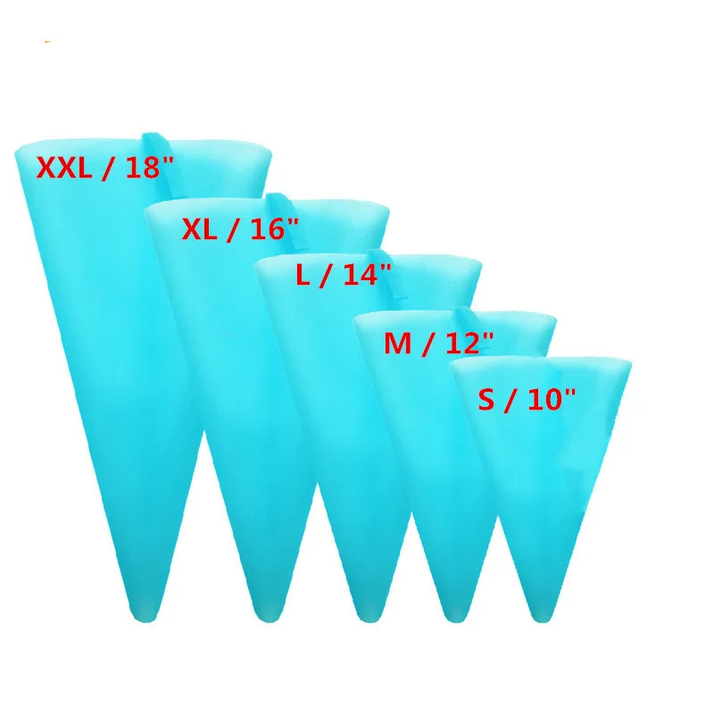 再利用可能なシリコンペストリーバッグ,クリーム,ケーキの装飾用,5サイズを選択できます