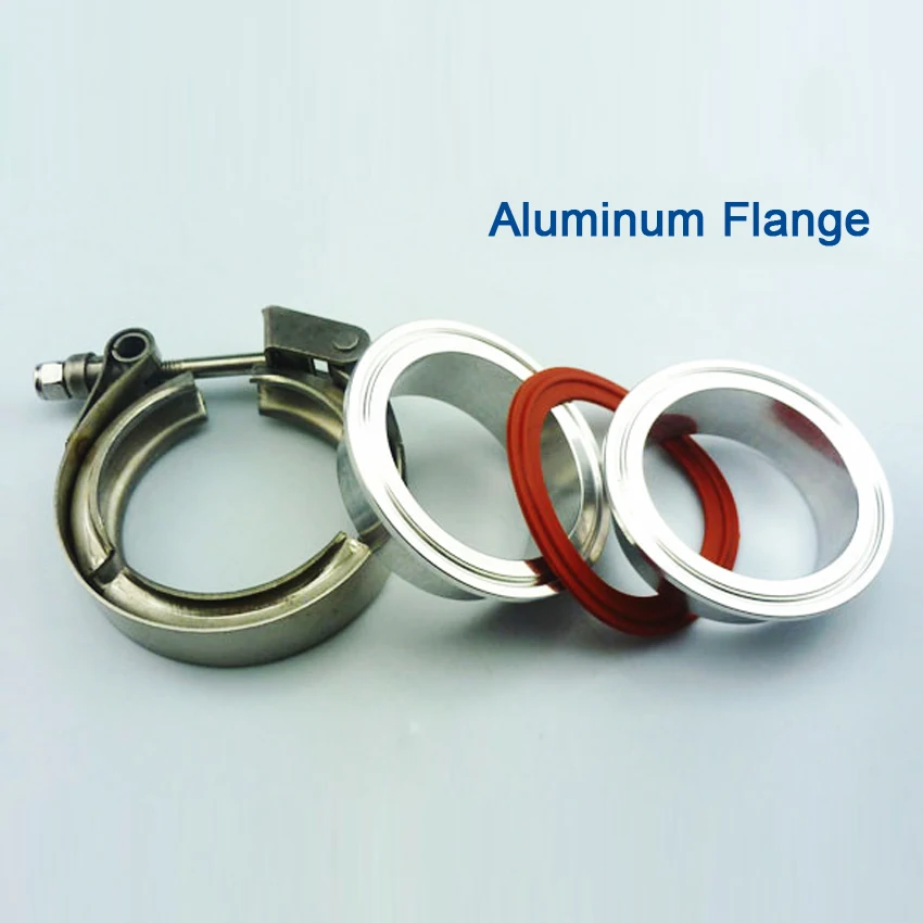 ZUCZUG 1.5-5.0 inch Quick V band clamp  Aluminum Alloy  flange with sealing ring for car exhaust pipe fixed assembly