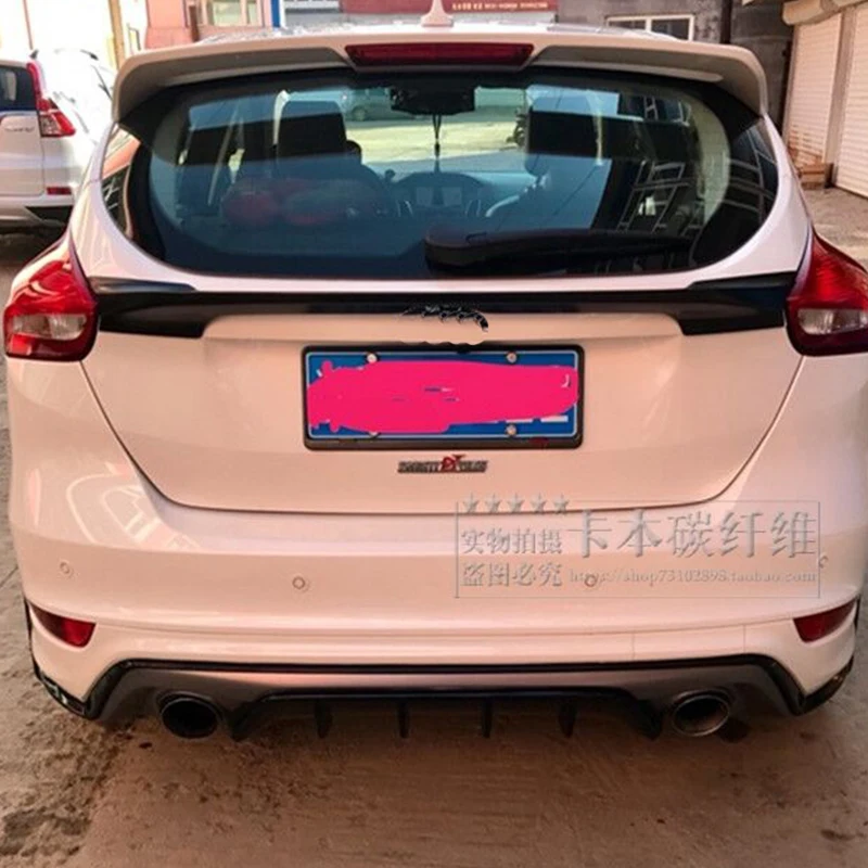 

Задний спойлер для хэтчбека Ford Focus, задний спойлер для губ 2015-2018 ABS, черные поддельные автомобильные аксессуары из углеродного волокна