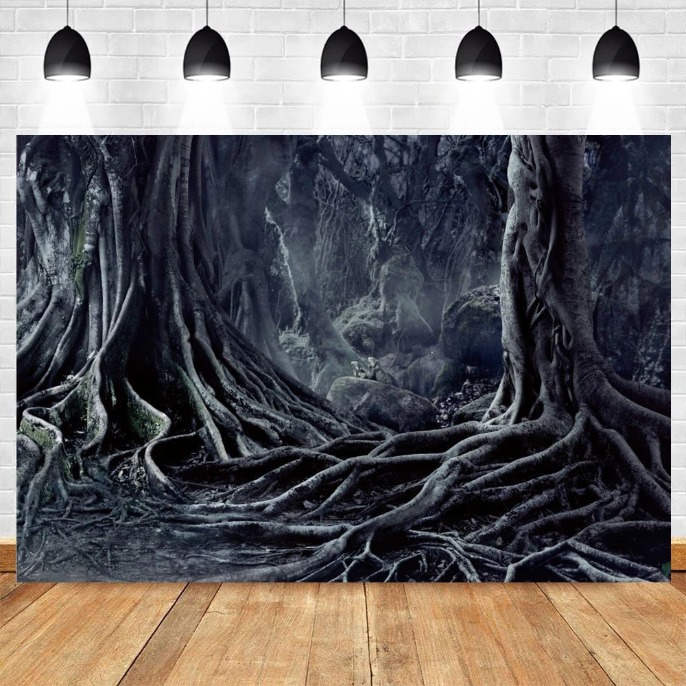 

Yeele Halloween Backdrop Night Dry Tree Stone Trunk Black Land Background Photography Baby Photocall Photo Studio Photophone