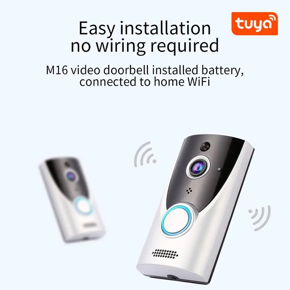 Zemismart Tuya WiFi 1080P Smart Video Doorbell Installed Battery Wireless Video Intercom Remote Recording Night Vision Camera