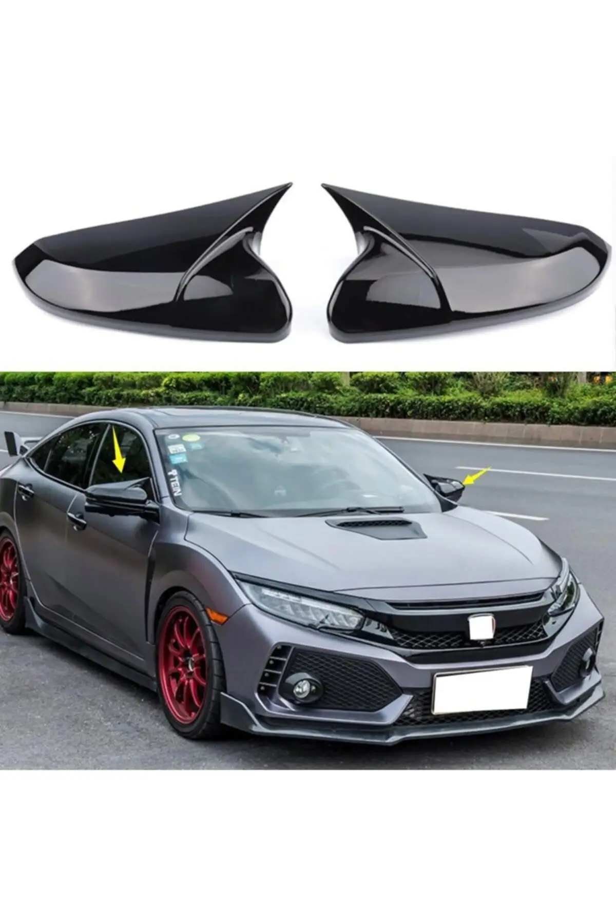 Side Rearview Mirror Cap Wing Mirror Cover Fit For Honda Civic 2016 2017 2018 Car Accessories