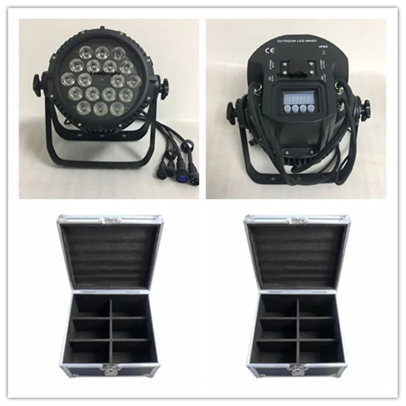 

12pcs with flycase outdoor waterproof ip65 par led 18x10w rgbw 4in1 stage led can par 64 uplights led waterproof par light