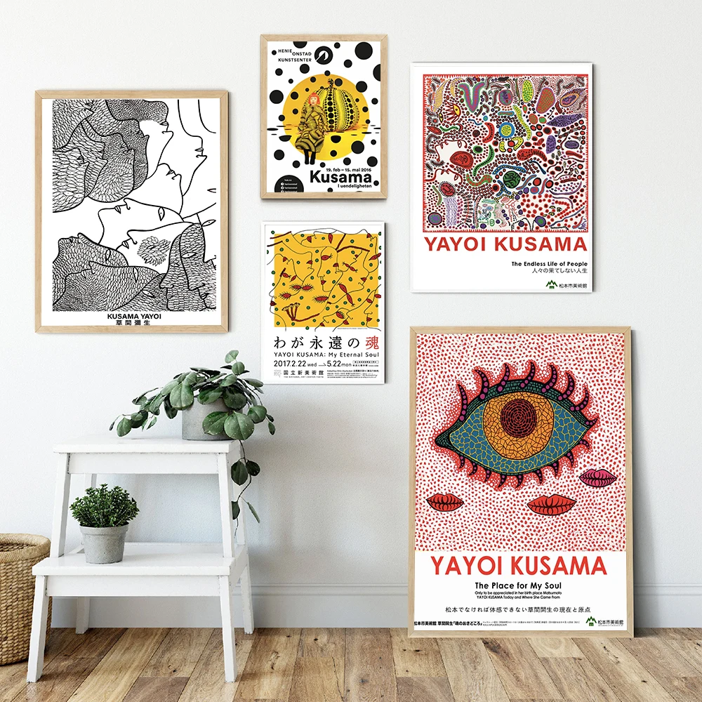 Yayoi Kusama Japanese Exhibition Posters and Prints Gallery Wall Art Pictures Museum Canvas Painting for Living Room Home Decor