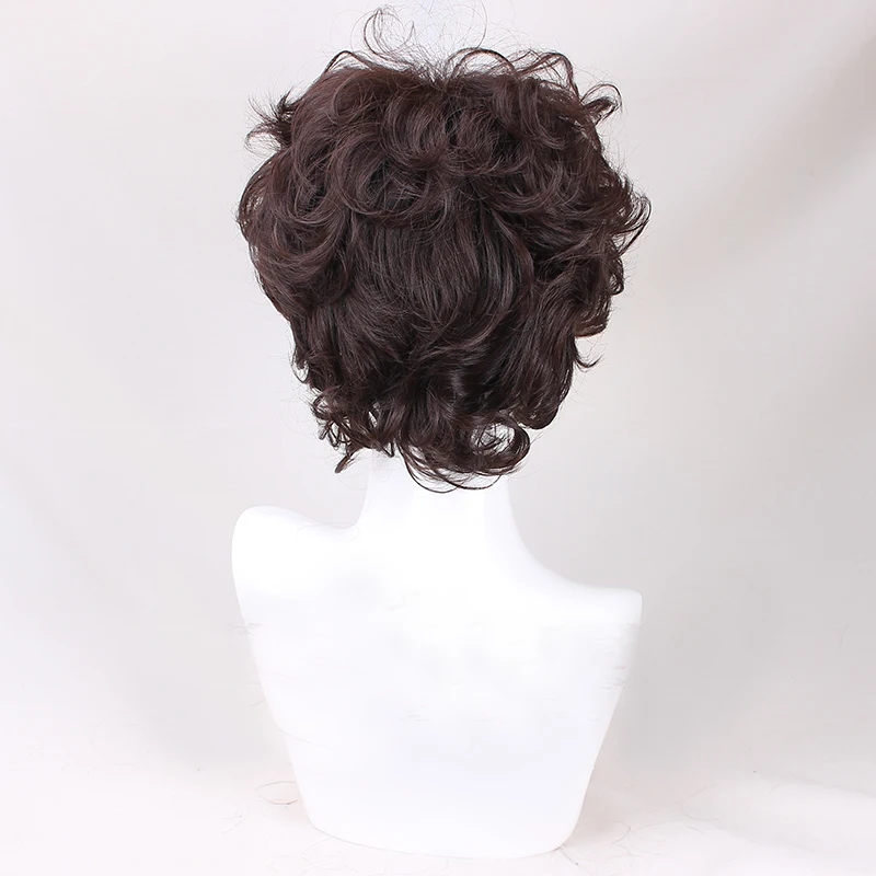 Frodo baggins peruca cosplay marrom curto encaracolado resistente ao calor cabelo sintético role play perucas + touca peruca