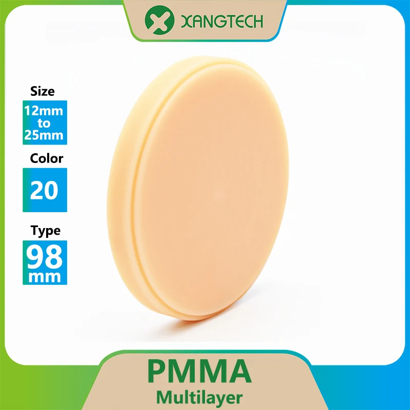 Spedizione gratuita XANGTECH 16 colori dentale multistrato resina Pmma Block (98mm) 16-18mm per CAD CAM sistema di fresatura aperto