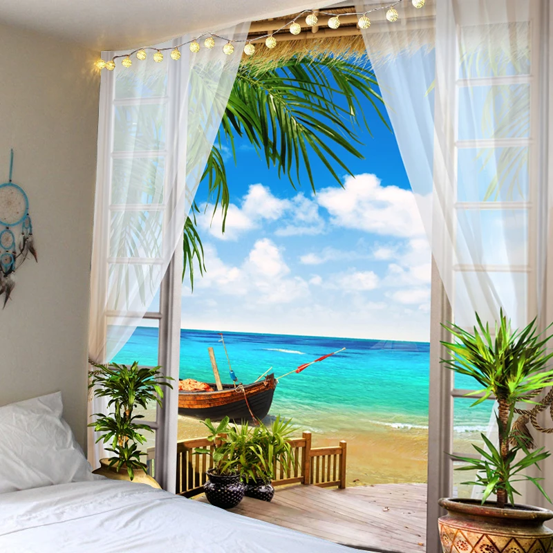 Seascape Plaza tapestry bedroom decoration beautiful landscape painting