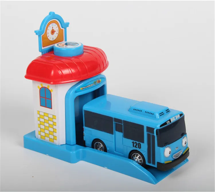 Korean Cartoon Bus toy Garage Oyuncak Parking Lot Model Mini Plastic Blue Tayo Bus for Kids Brinquedo Car Gift