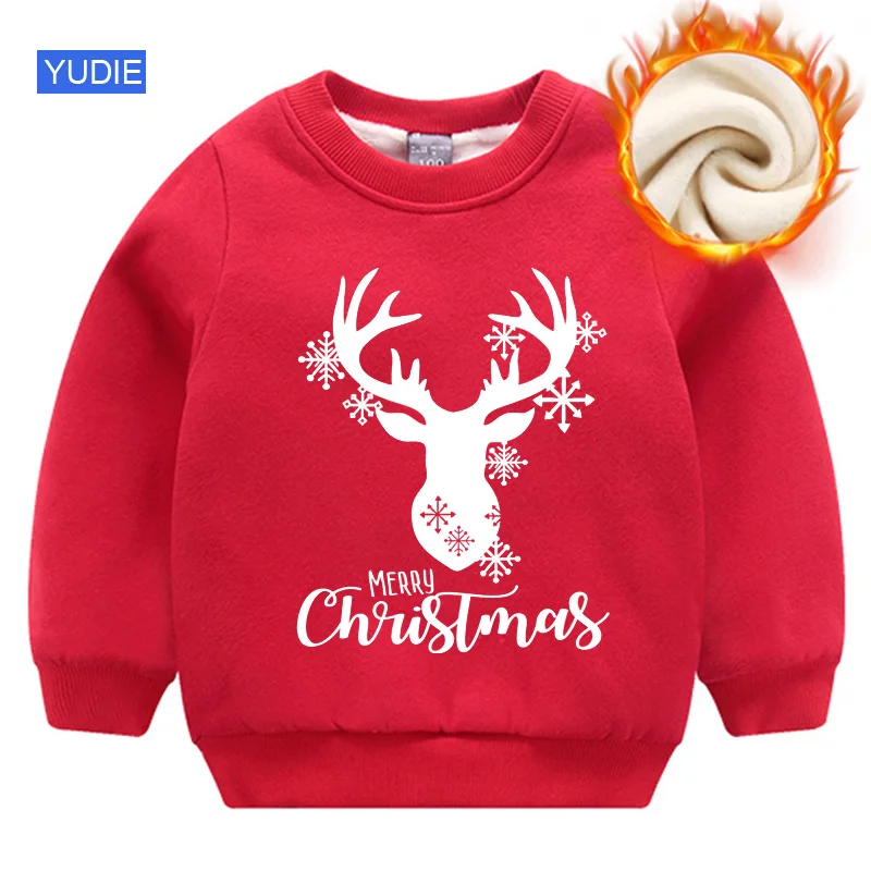 

Baby Kids Hoodies Warm Plus Velvet Christmas Sweatshirt Winter свитер Sweaters Outfits Boys Clothes Girl Children's Clothing