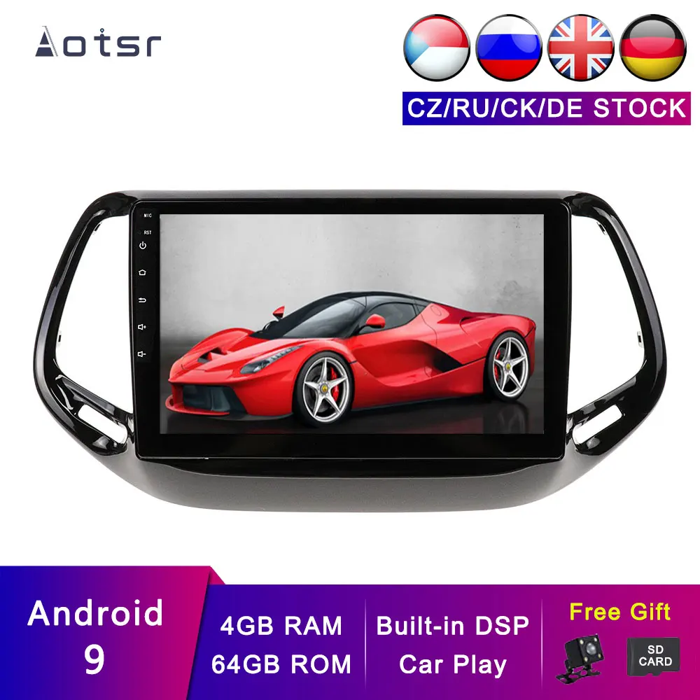 AOTSR Android13 Car GPS For JEEP Commander 2016-2019 Navigation Car Player Multimedia Tape Recorder DSP Stereo Head Unit 4G+ 64G